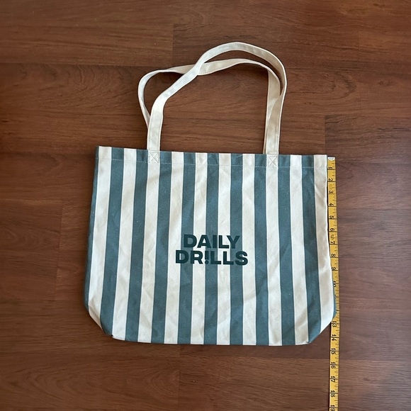 Striped Tote Bag with Daily Drills Logo - Picture 1 of 7